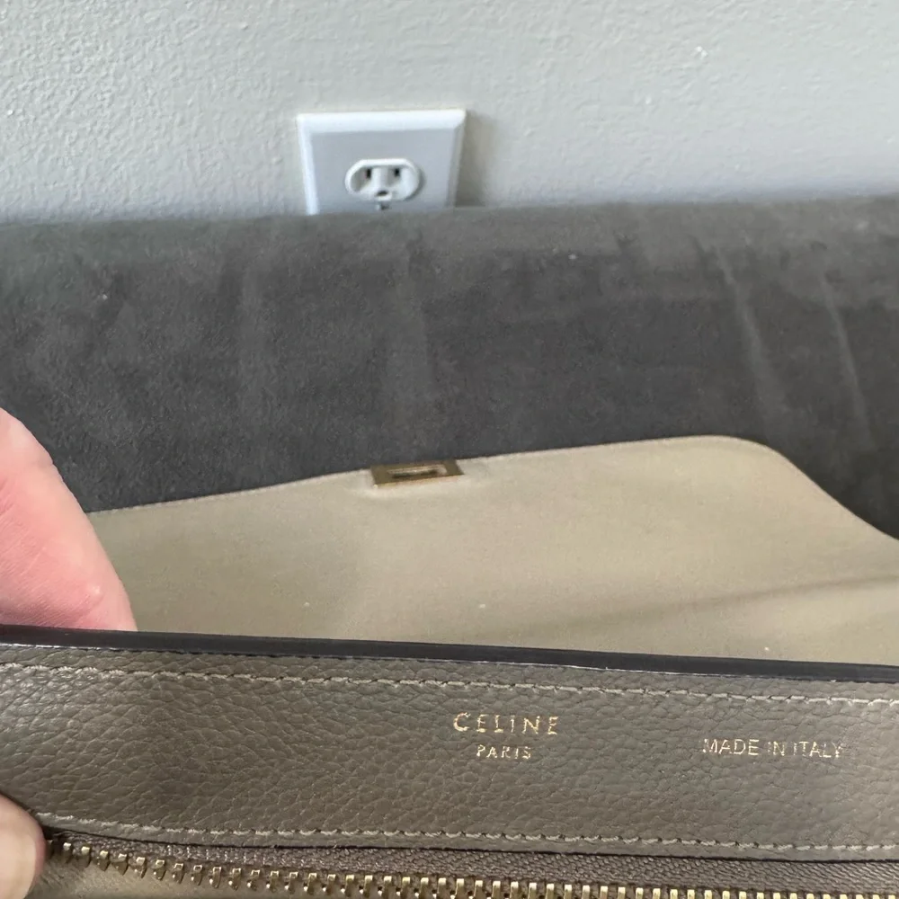 Celine Taupe Leather and Suede Satchel